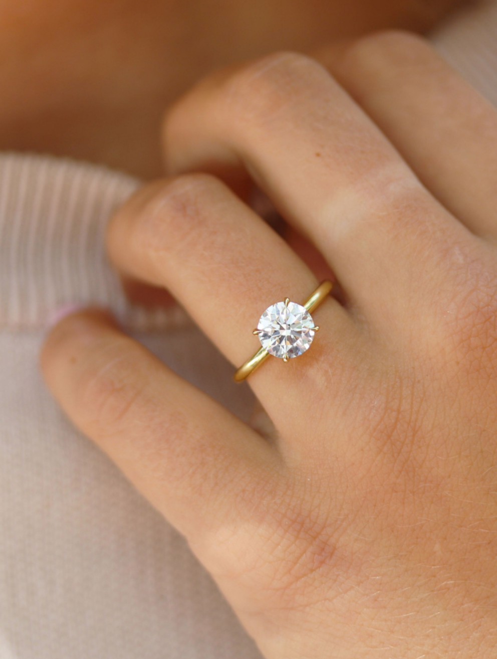 3 ct Lab Grown Diamond Round Solitaire Ring