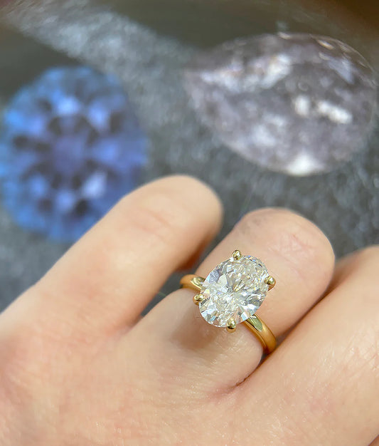 3ct Lab Grown Oval Diamond Solitaire Ring
