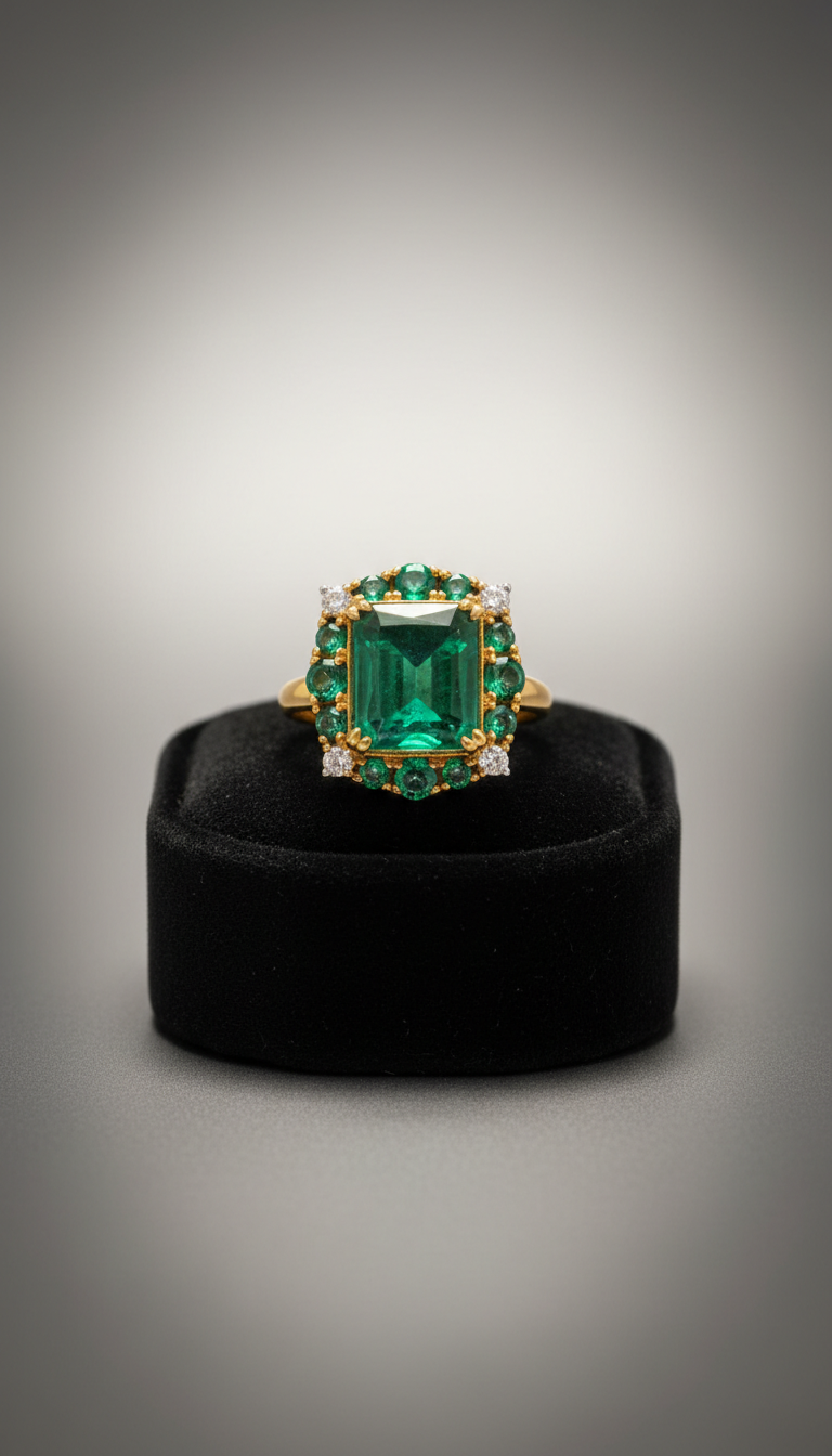 Imperial Gold Emerald Cocktail Ring