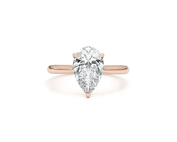 18ct Gold Lab Grown 2ct Pear Solitaire Ring