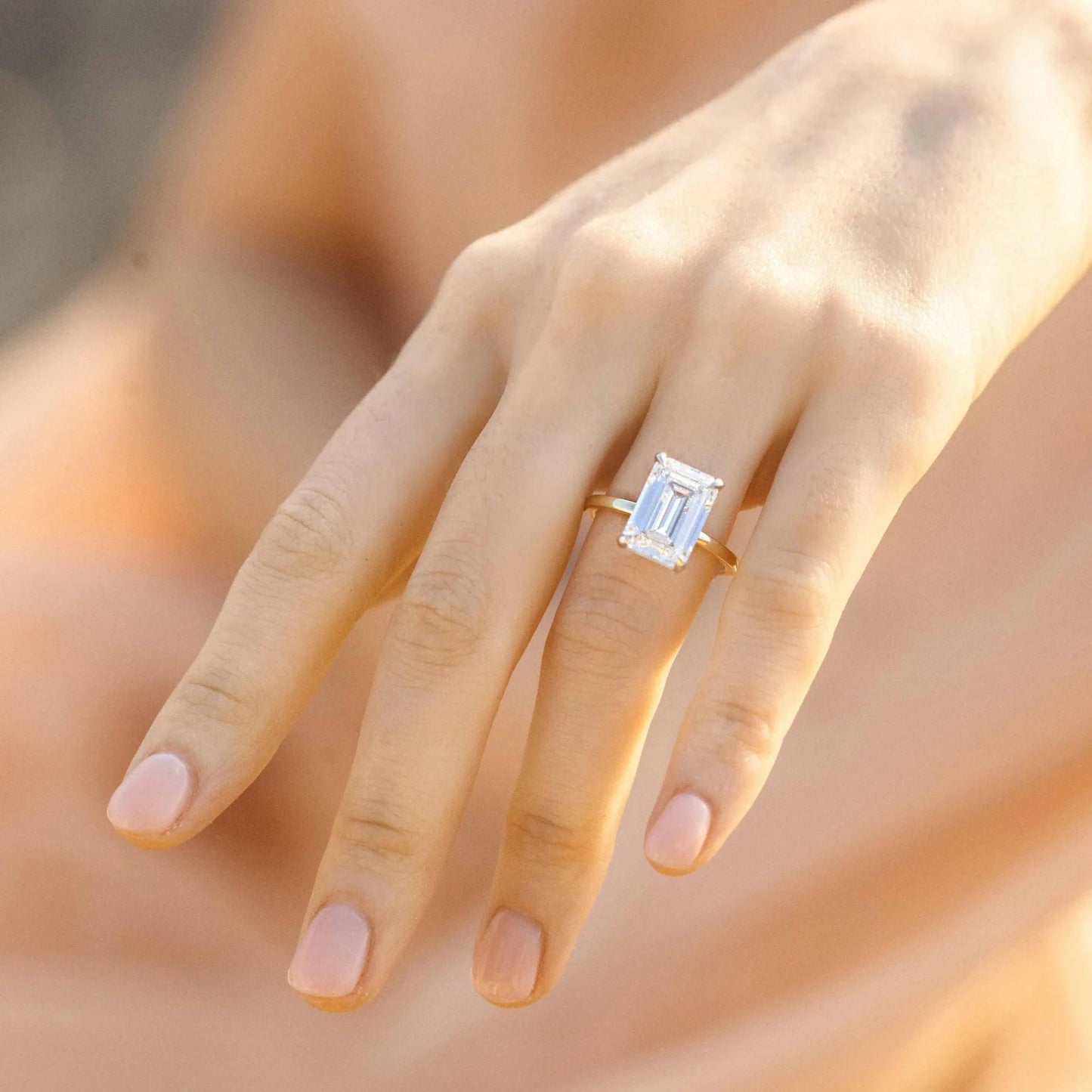 18ct Gold Lab-Grown Diamond Solitaire Ring – 5ct Emerald Cut