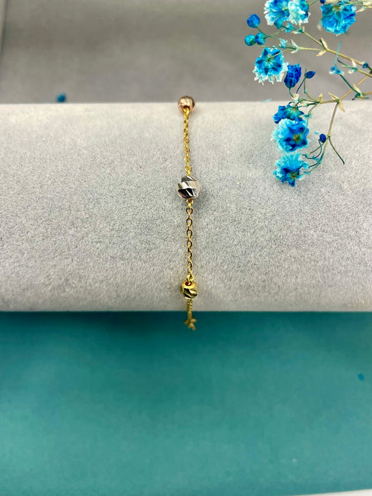 18ct Yellow Gold 3 Tone Ball Baby Bracelet