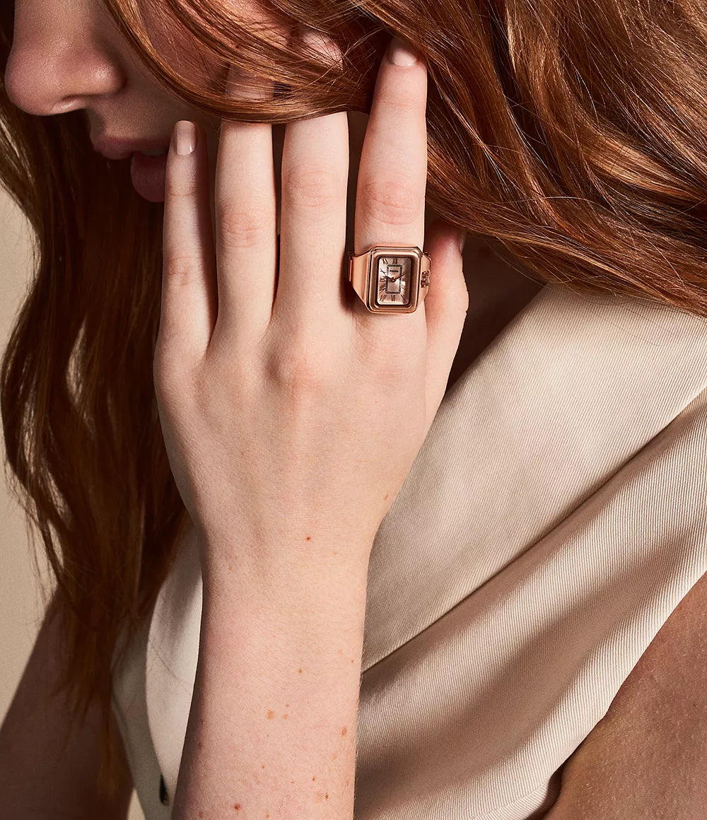 FOSSIL - Raquel Watch Ring Two-Hand Rose Gold-Tone Stainless Steel -ES5345