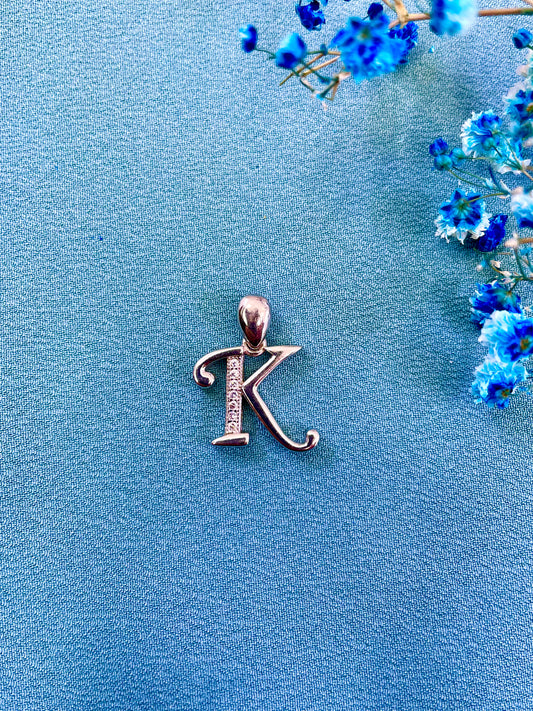 Sterling Silver K Letter Pendant