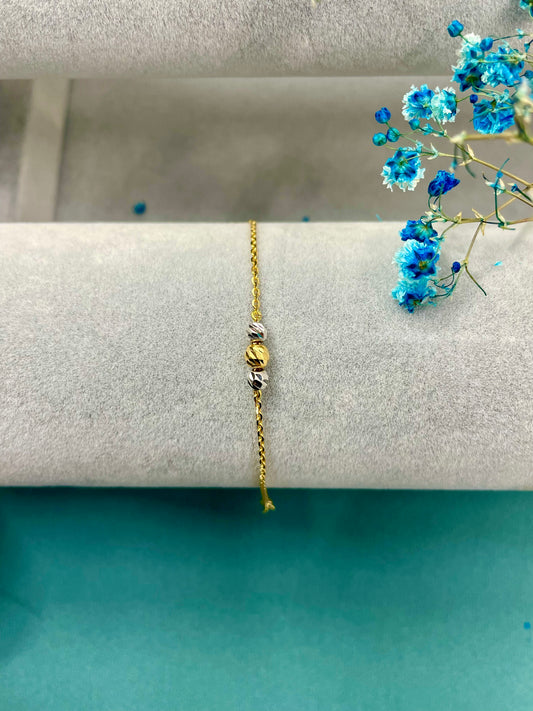 18ct Yellow Gold 2 Tone ball Baby Bracelet