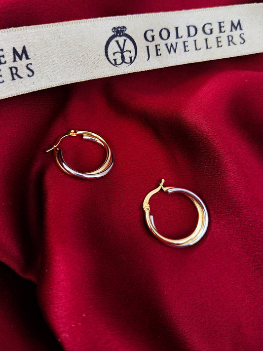18CT 2 Tone Exclusive Hoops