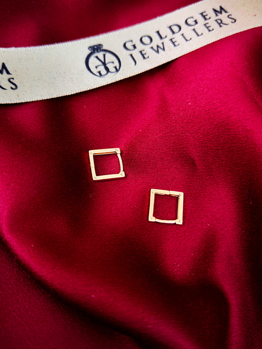 18CT Yellow Gold Square Hoop Earrings