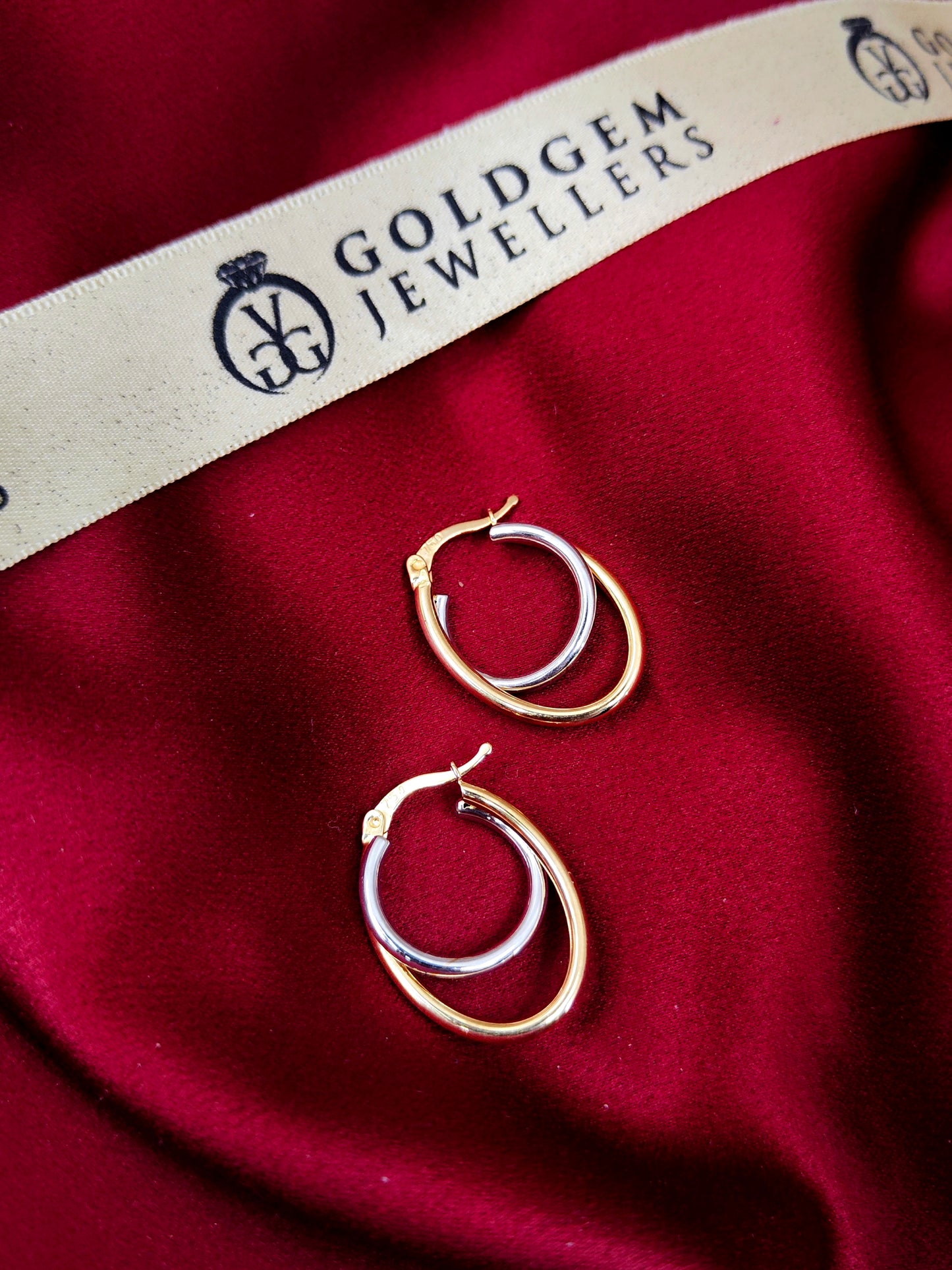 18CT 2 Tone Exclusive Hoop Earrings