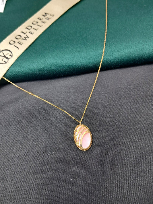 18ct Yellow Gold Oval Reversible Necklace