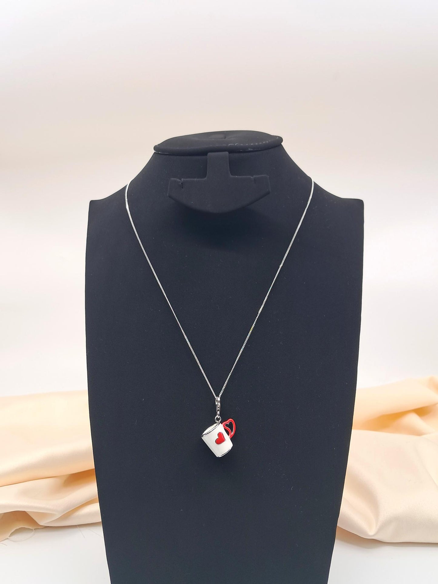 Silver 925 Heart Cup Charm