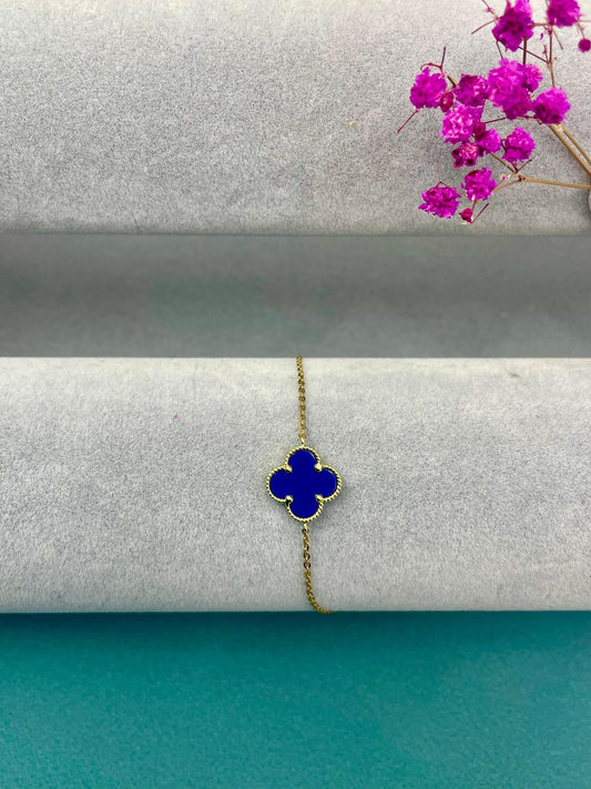 18ct Yellow Gold Lapis Lazuli Clover Bracelet