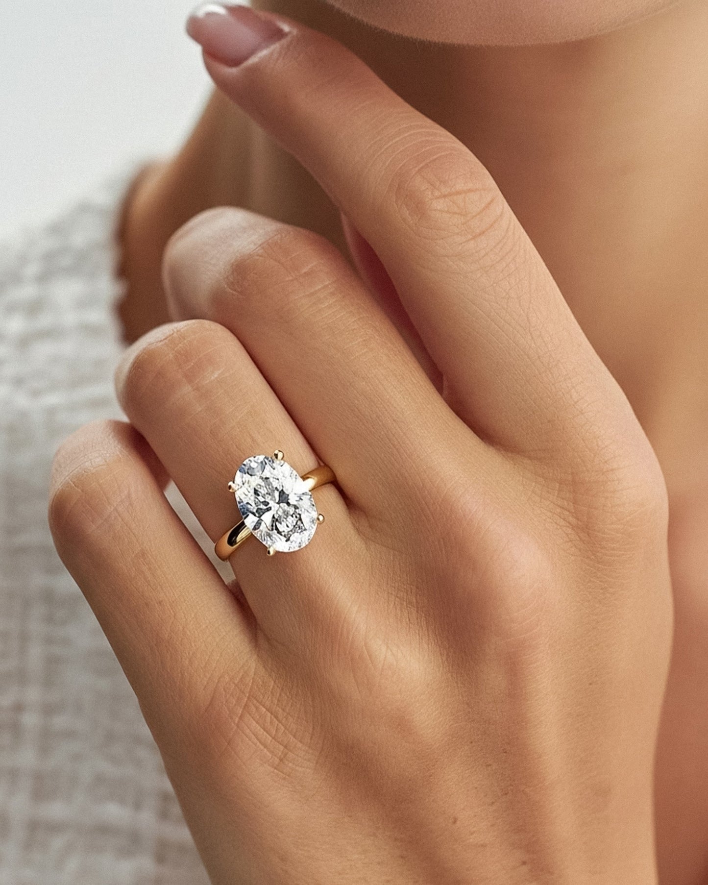 18ct Gold Lab Grown Diamond Solitaire Ring – 5ct oval