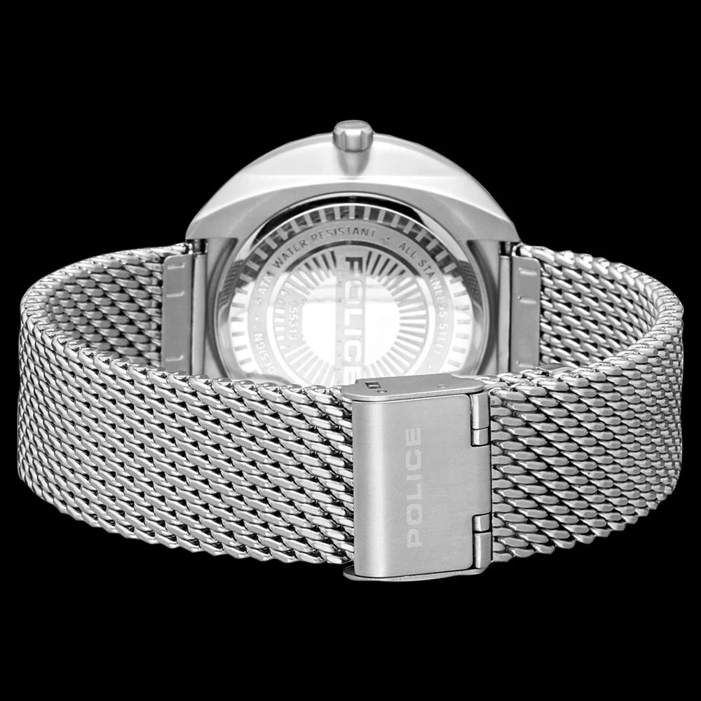 Police Dalian Blue Dial Silver Mesh Watch -15531J