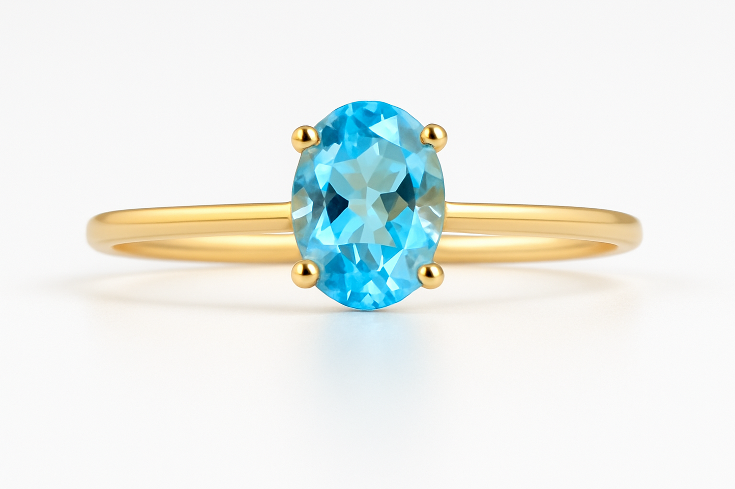 9CT Yellow Gold (DEC) Blue Toapz Solitaire Ring -1CT