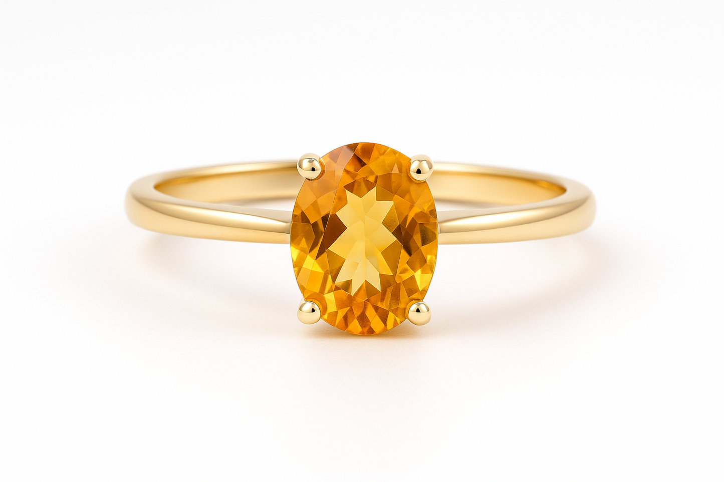 9CT Yellow Gold (NOV) Citrine Solitaire Ring -1CT