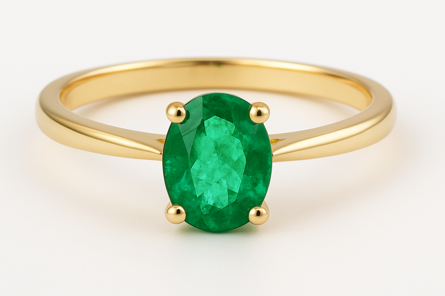 9CT Yellow Gold (MAY) emerald Solitaire Ring -1CT