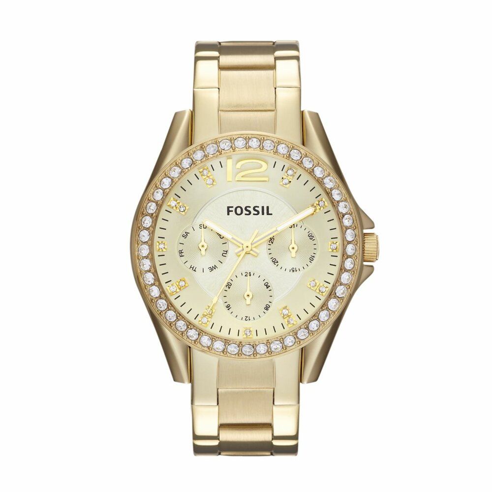 Fossil Women's Riley Gold Round Stainless Steel Watch - ES3203