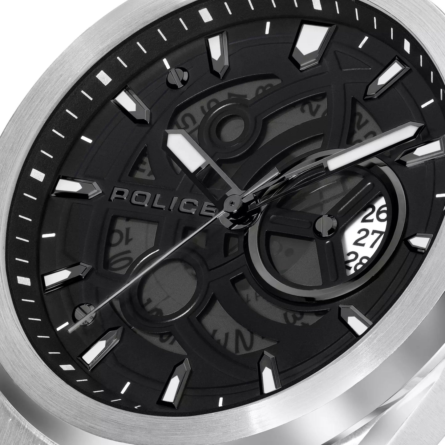 Police Silver Metal Ofset Watch PEWJH2228007