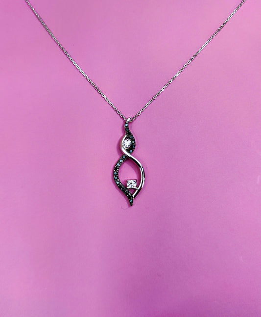 18ct White Gold Natural Diamonds & Black Diamonds Pendant