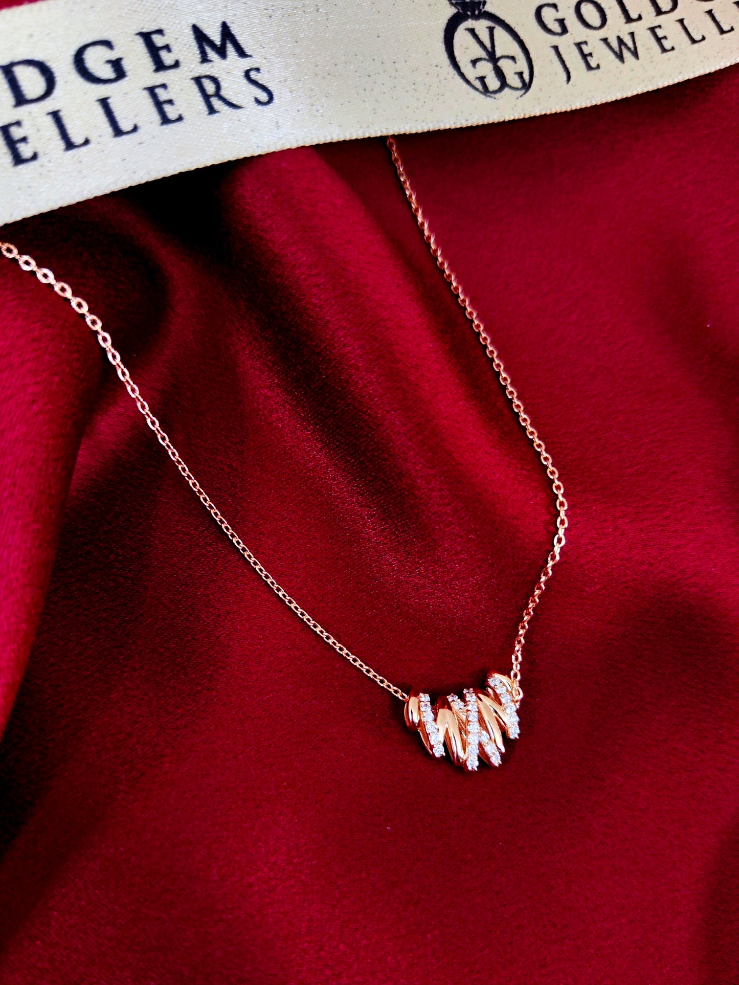 18ct Rose Gold Natural Diamond Necklace