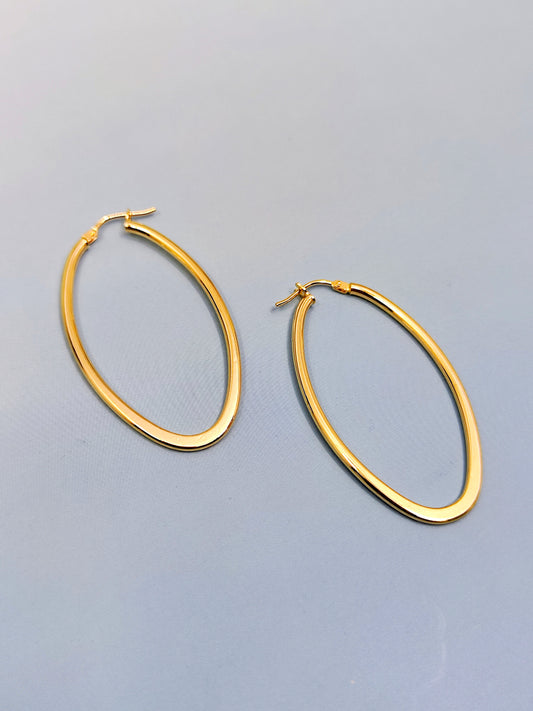 18CT Yellow Gold Long Hoop Earrings