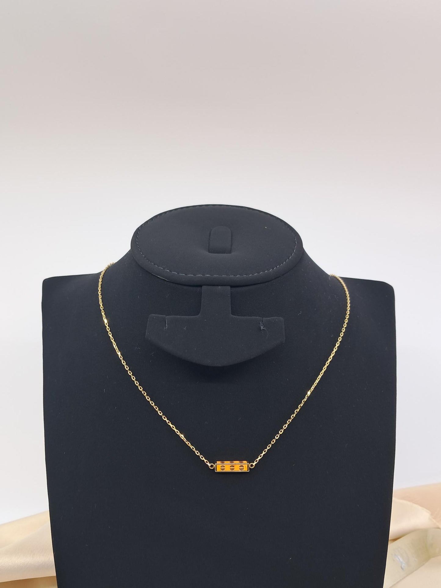18ct Yellow Gold Rectangle Charm Necklace