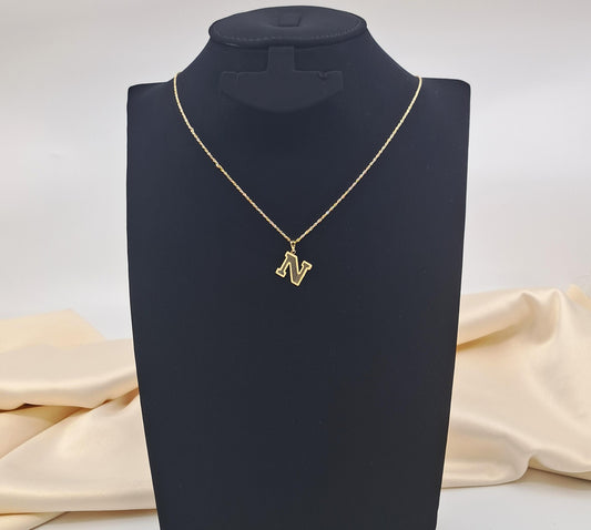 18ct Yellow Gold Alphabet N Pendant Only