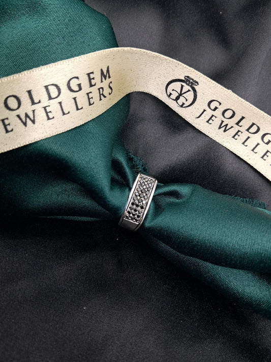 Silver 925 Natural Black Diamond Mens Ring 0.60CT