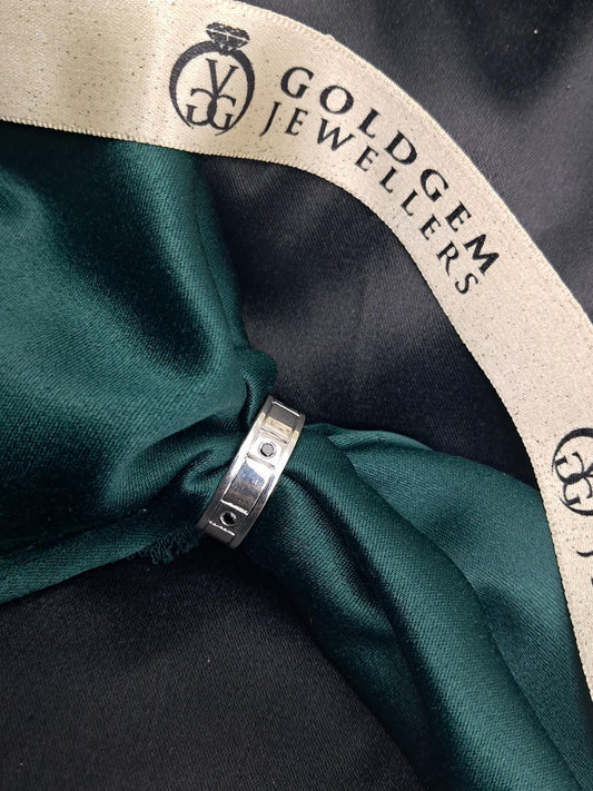 Silver 925 Natural Black Diamond Mens Ring 0.10CT