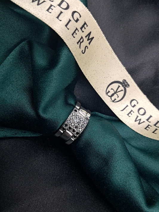 Silver 925 Natural Black Diamond Mens Ring  0.40CT