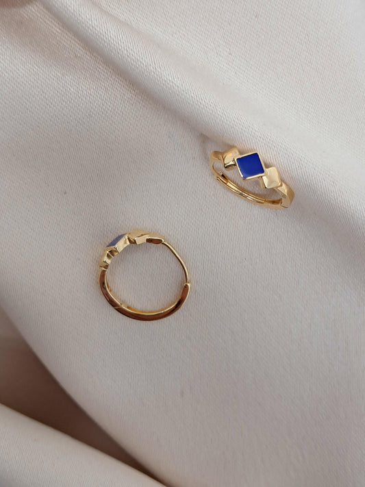 18ct Yellow Gold Lapis Lazuli  Earring Hoops