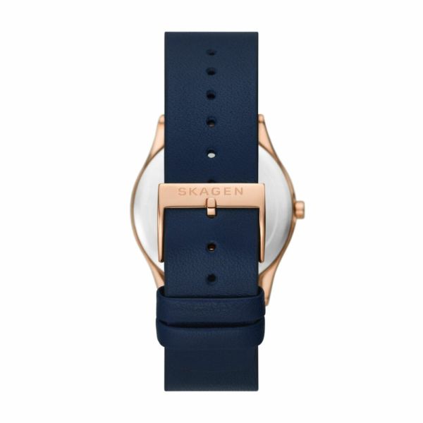 Skagen Sol Solar-Powered Ocean Blue and rose gold Leather Watch - SKW3021