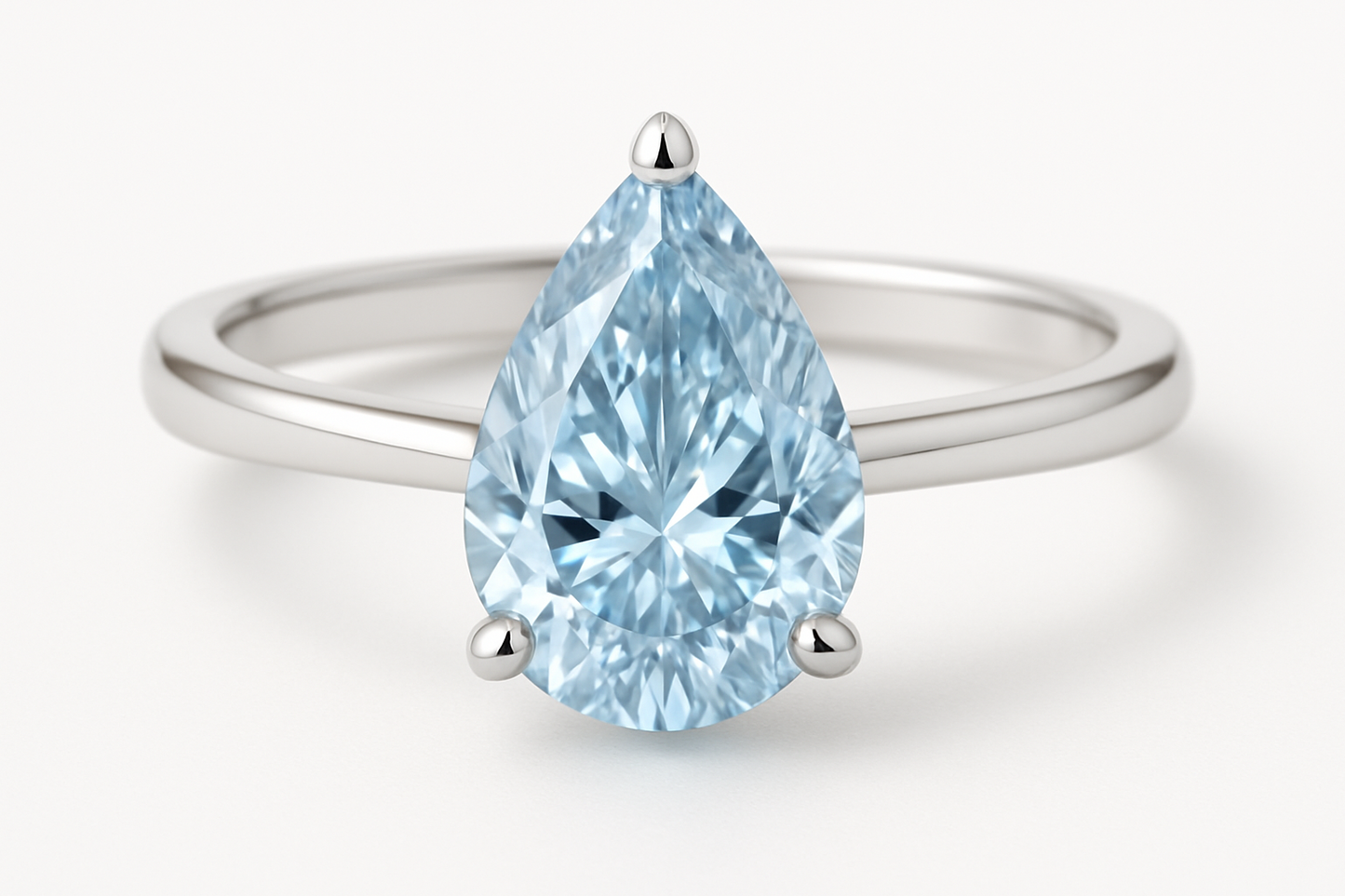 9ct Gold Lab Grown Blue Solitaire diamond Ring – 1ct Pear