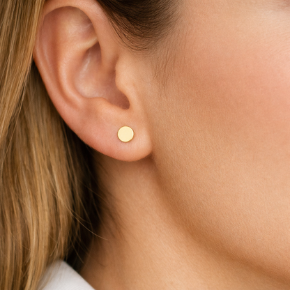 9ct Gold Disc Stud Earrings