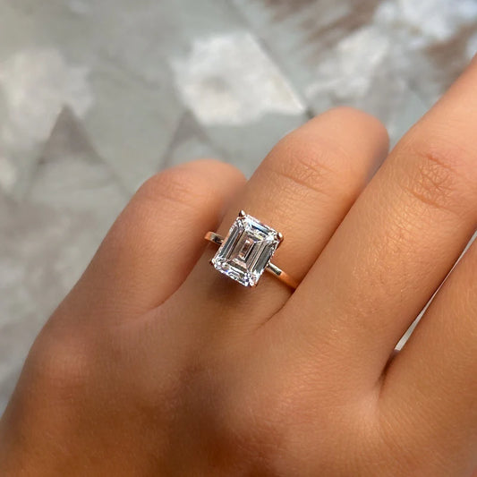 3ct  Lab Grown  Emerald Solitaire Ring