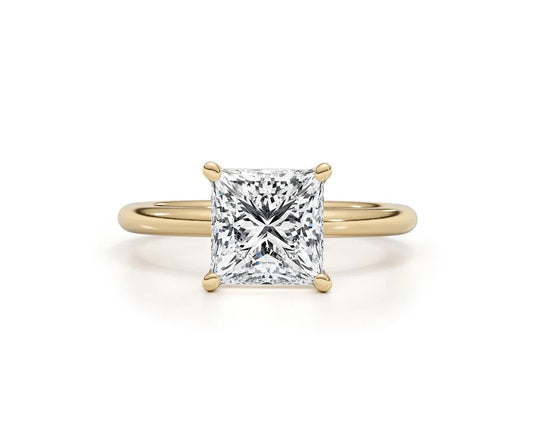 18ct Gold 1ct Lab Grown Princess Cut Solataire Ring