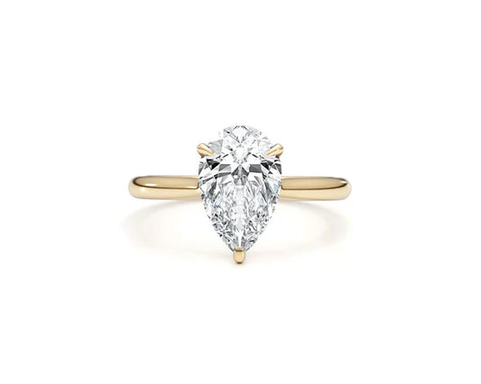 18ct Gold Lab Grown 1ct  Pear Solitaire Ring