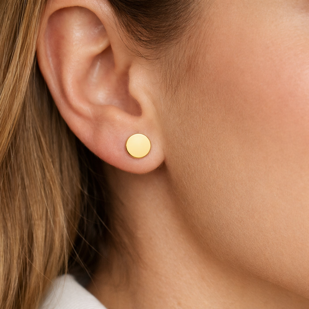 9ct Gold Disc Stud Earrings