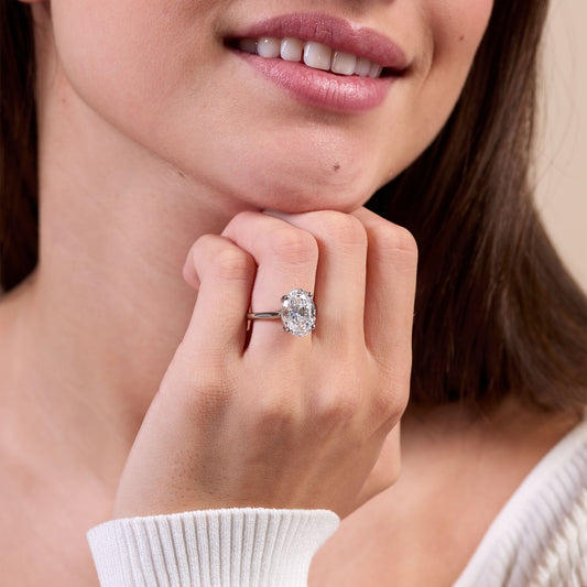 18ct Gold Lab Grown Diamond Solitaire  Ring – 5ct oval