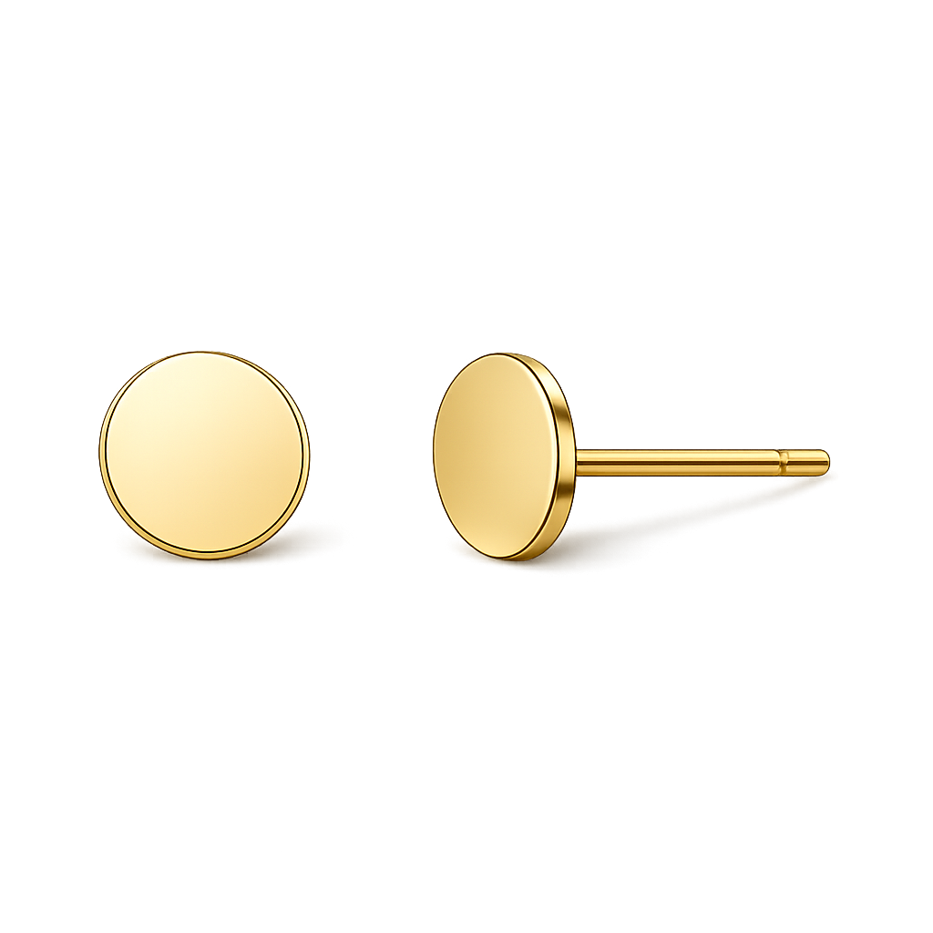 9ct Gold Disc Stud Earrings
