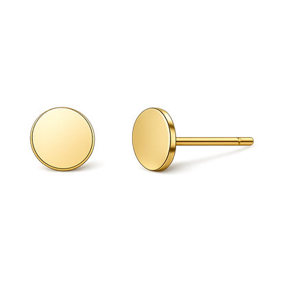 9ct Gold Disc Stud Earrings