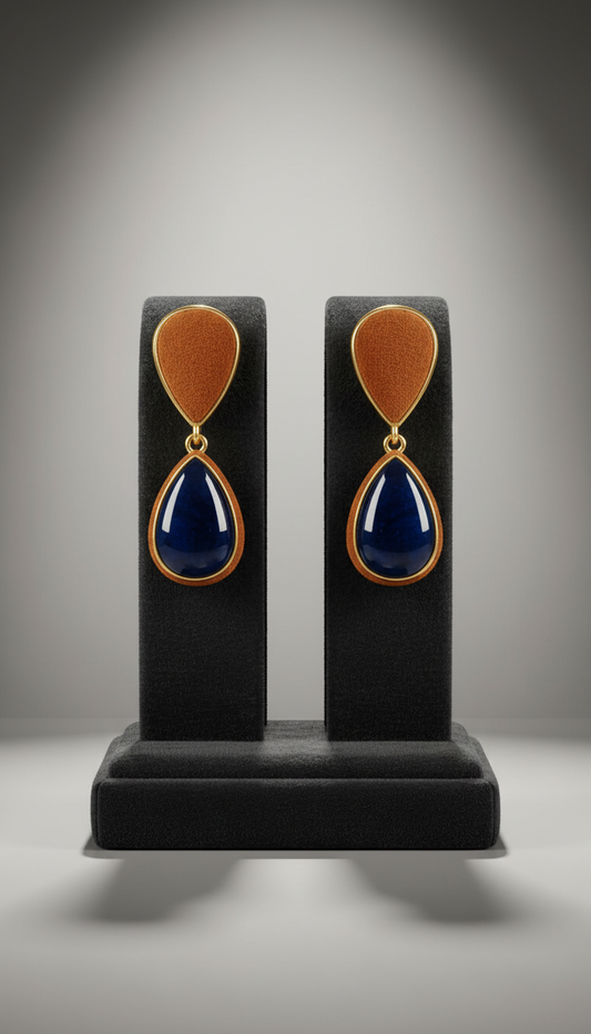 Cognac Suede Sapphire Drop Earrings