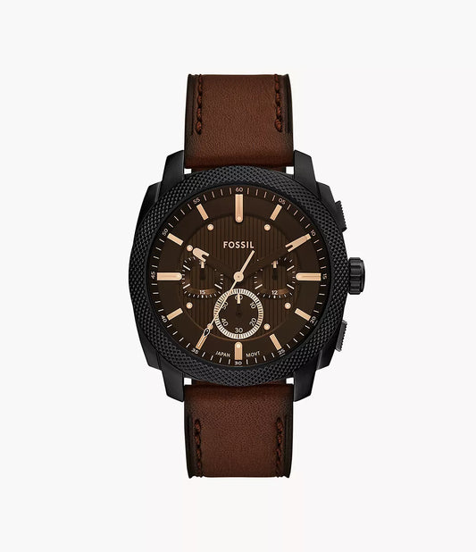 FOSSIL Machine Chronograph Brown Leather Watch - FS6106