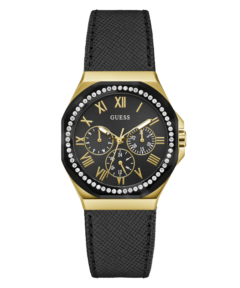GUESS Ladies Black Gold Tone Multi-function Watch - GW0753L4