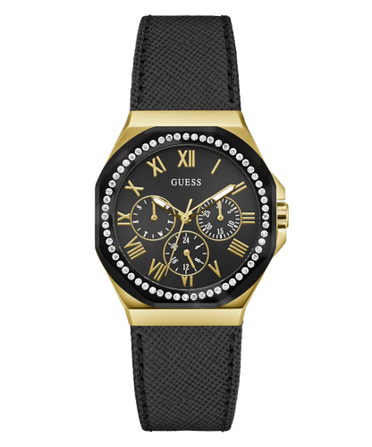 GUESS Ladies Black Gold Tone Multi-function Watch - GW0753L4