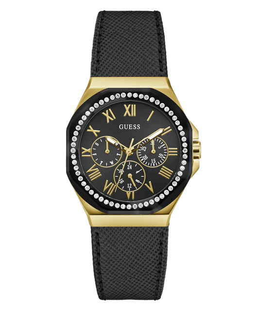 GUESS Ladies Black Gold Tone Multi-function Watch - GW0753L4