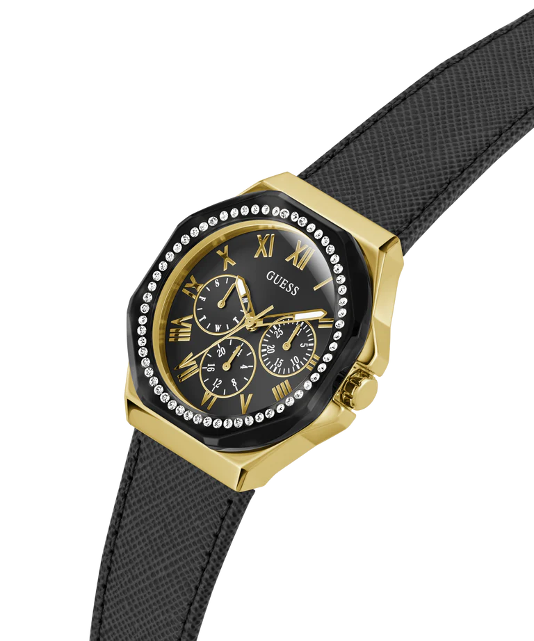 GUESS Ladies Black Gold Tone Multi-function Watch - GW0753L4