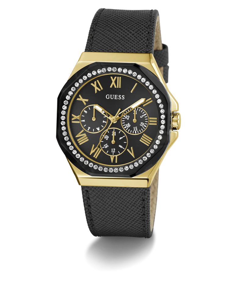GUESS Ladies Black Gold Tone Multi-function Watch - GW0753L4