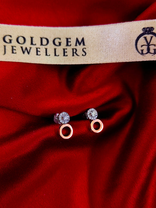 18ct White & Rose Gold Diamond Earrings