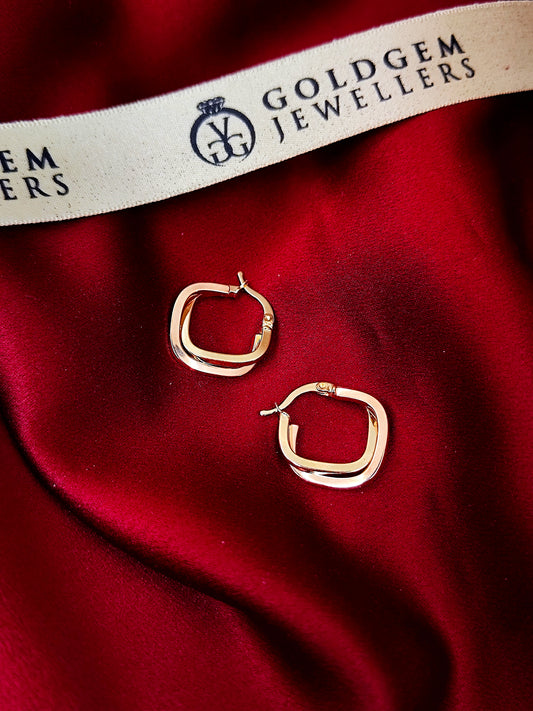 18CT Yellow & Rose Gold Hoop Earrings